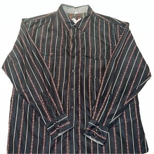 Scully Men's Western Button-Up Shirt - Black Striped, XL, 100% Polyester